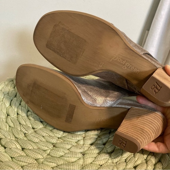 Paul Green Cayenne Bronze Metallic Leather Open Toe Heel Booties - Picture 9 of 10